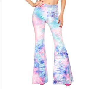pink velvet candy bell bottom flare rave pant festival hippie trippy psychedelic